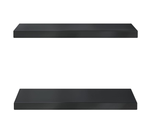 Estantes de pared 2 uds acero inoxidable negro 50x23,5x3 cm