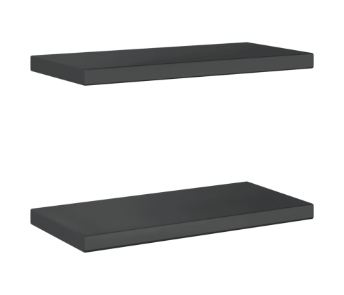 Estantes de pared 2 uds acero inoxidable negro 50x23,5x3 cm