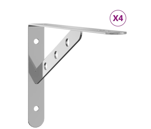 Soportes de estante 4 uds acero inoxidable 23,5x2,5x15,5 cm