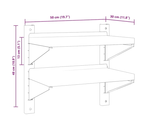 Estante de pared acero inoxidable plateado 50x30x48 cm