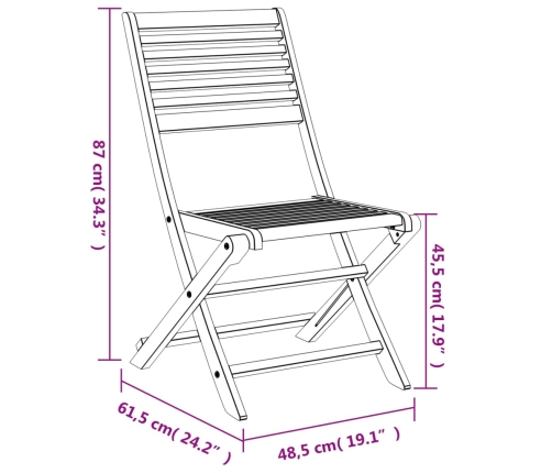 vidaXL Sillas de jardín plegables 6 uds madera acacia 48,5x61,5x87 cm