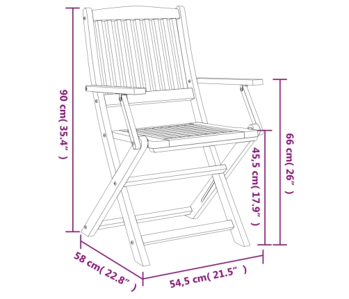 Sillas jardín plegables 6 uds madera maciza acacia 54,5x58x90cm