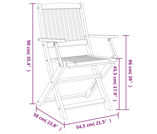 Sillas jardín plegables 8 uds madera maciza acacia 54,5x58x90cm