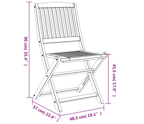 Sillas de jardín plegables 6 uds madera acacia 48,5x57x90 cm