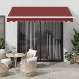 Toldo retráctil automático con luces LED burdeos 300x250 cm