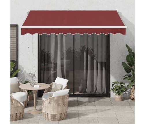 Toldo retráctil automático con luces LED burdeos 300x250 cm