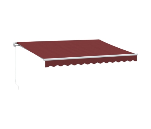Toldo retráctil manual con luces LED burdeos 350x250 cm