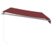 Toldo retráctil manual con luces LED burdeos 350x250 cm