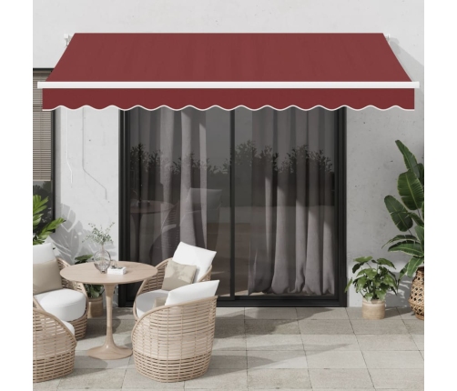 Toldo retráctil automático con luces LED burdeos 350x250 cm