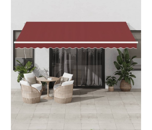 Toldo retráctil automático con luces LED burdeos 450x300 cm