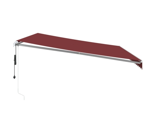 Toldo retráctil automático con luces LED burdeos 500x300 cm