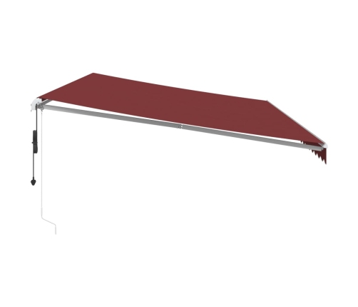 Toldo retráctil automático con luces LED burdeos 600x300 cm