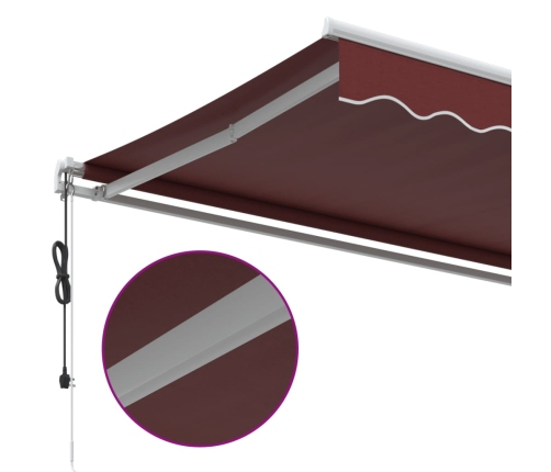 Toldo retráctil automático burdeos 600x350 cm