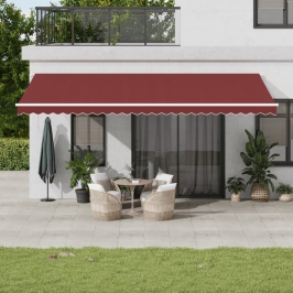 Toldo retráctil automático burdeos 600x350 cm