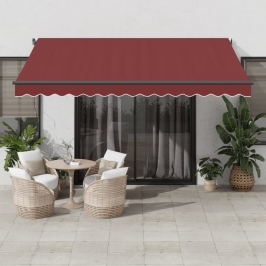 Toldo retráctil automático color burdeos 400x350 cm