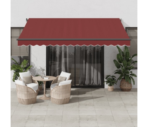 Toldo retráctil automático con LEDs color burdeos 400x350 cm