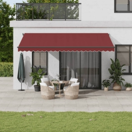 Toldo retráctil automático burdeos 500x350 cm