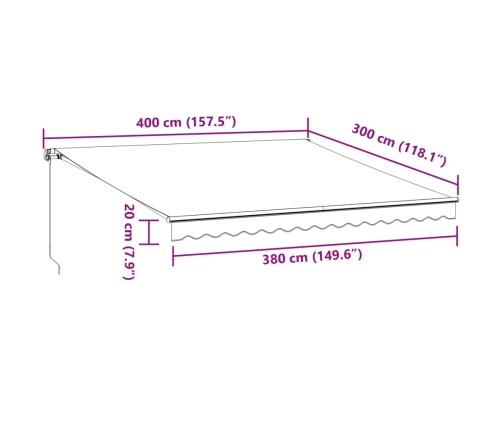 Toldo retráctil automático burdeos 400x300 cm