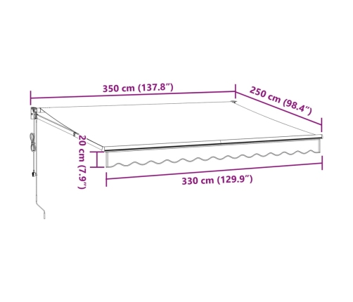 Toldo retráctil automático burdeos 350x250 cm