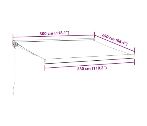 Toldo retráctil manual burdeos 300x250 cm