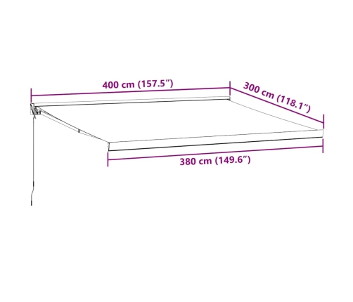 Toldo retráctil manual burdeos 400x300 cm