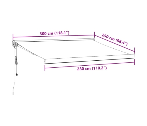 Toldo retráctil automático burdeos 300x250 cm