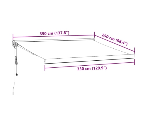 Toldo retráctil automático burdeos 350x250 cm