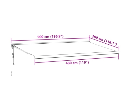 Toldo retráctil automático burdeos 500x300 cm