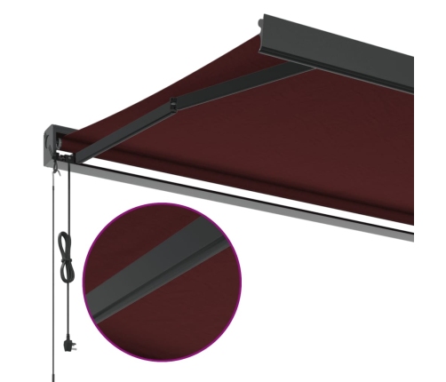 Toldo retráctil automático burdeos 350x250 cm