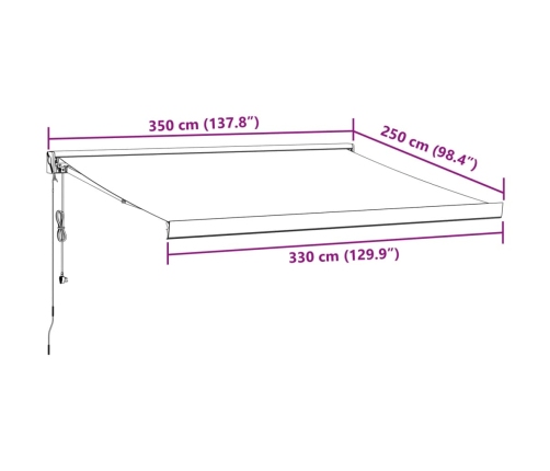 Toldo retráctil automático burdeos 350x250 cm