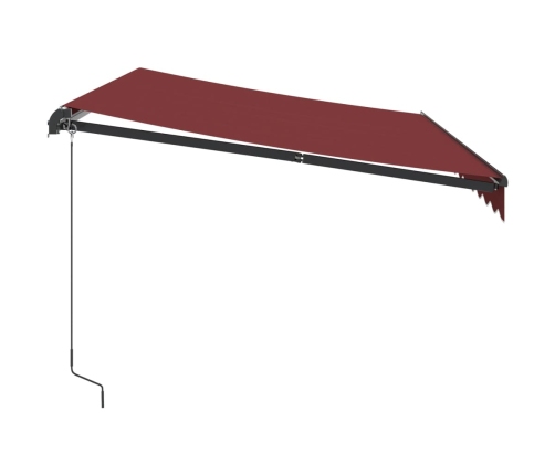 Toldo retráctil manual con luces LED burdeos 350x250 cm