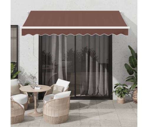 Toldo retráctil automático con luces LED marrón 300x250 cm