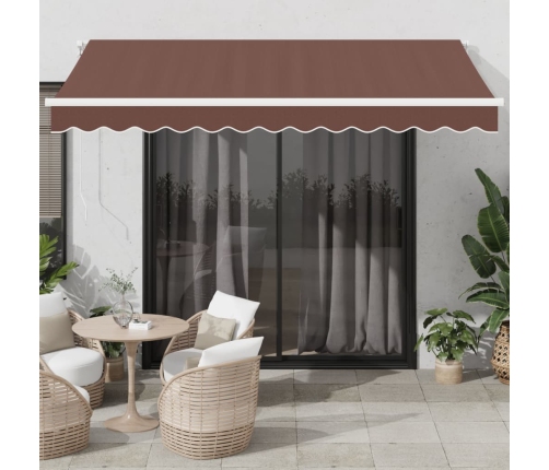 Toldo retráctil automático con luces LED marrón 350x250 cm