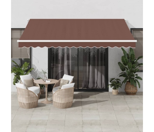 Toldo retráctil automático con luces LED marrón 400x300 cm