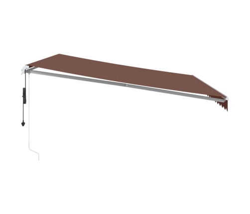 Toldo retráctil automático con luces LED marrón 450x300 cm