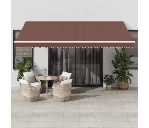 Toldo retráctil automático con luces LED marrón 450x300 cm