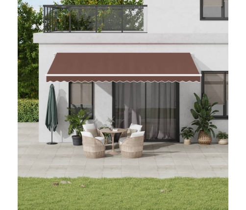 Toldo retráctil automático con luces LED marrón 500x350 cm