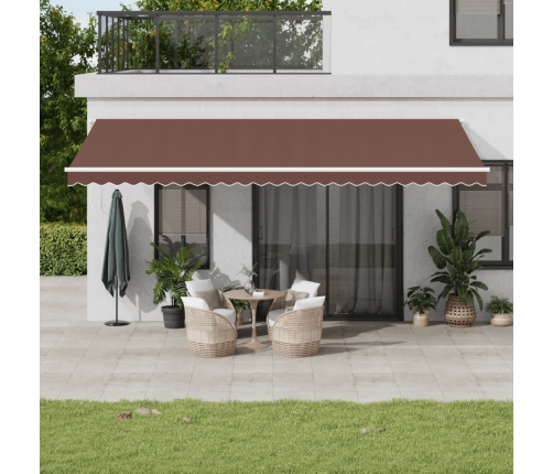 Toldo retráctil automático con luces LED marrón 600x350 cm