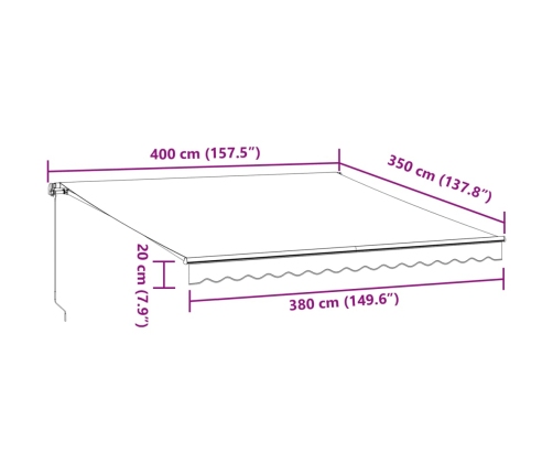 Toldo retráctil manual marrón 400x350 cm