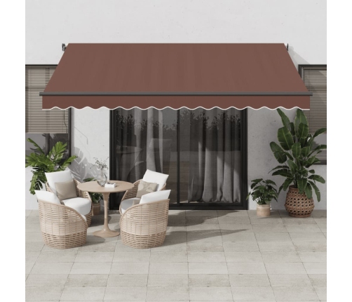 Toldo retráctil automático marrón 400x350 cm