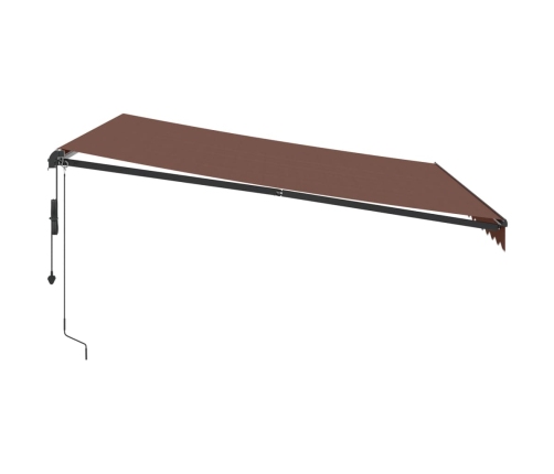 Toldo retráctil automático con luces LED marrón 400x350 cm