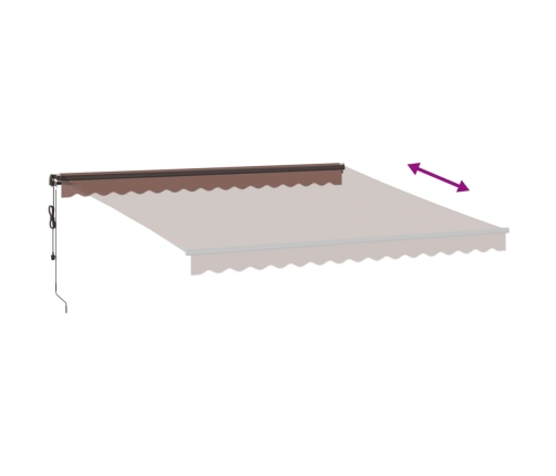 Toldo retráctil automático con luces LED marrón 400x350 cm