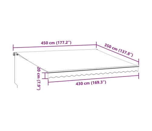 Toldo retráctil manual marrón 450x350 cm