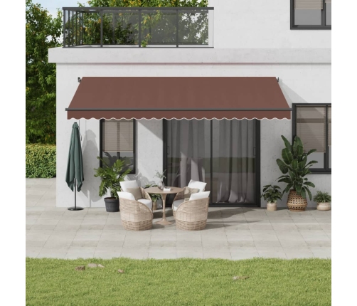 Toldo retráctil manual marrón 500x350 cm