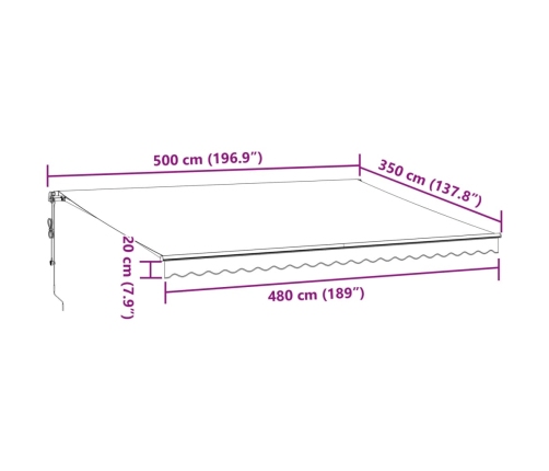 Toldo retráctil automático marrón 500x350 cm