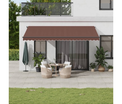 Toldo retráctil automático marrón 500x350 cm