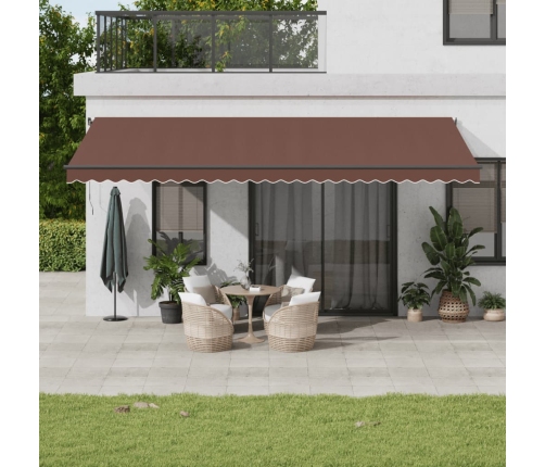 Toldo retráctil automático marrón 600x350 cm