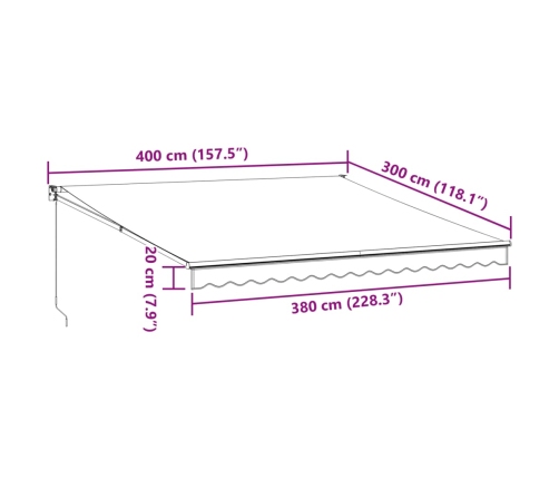Toldo retráctil manual marrón 400x300 cm
