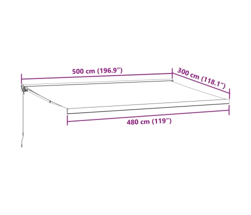 Toldo retráctil manual marrón 500x300 cm