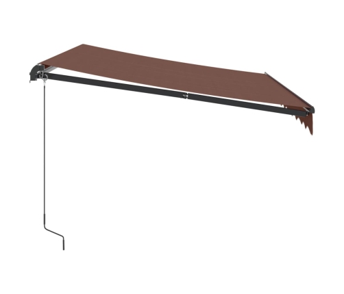 Toldo retráctil manual con luz LED marrón 300x250 cm